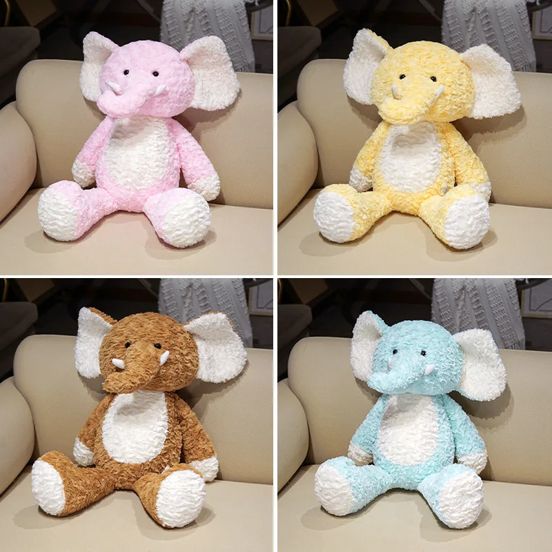 45/65cm Cute Running Elephant Plush Toy Soft Soothing Pink‑Blue Stuffed Animal Doll Pillow Cushion Decor Birthday Gift Boy Girl