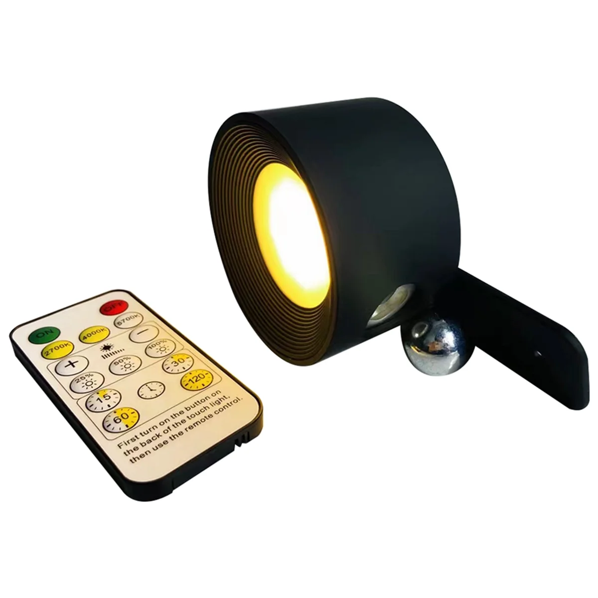 Led Wandlamp Usb Oplaadbare Afstandsbediening Draadloze Wandlamp Voor Slaapkamer Leeslamp-Zwart