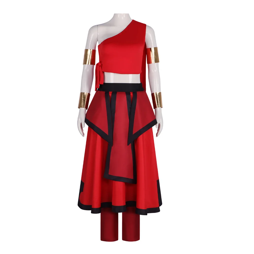 Katara Cosplay The Last Airbender Costume for Women Girls Sexy Red Uniform Full Set Halloween Carnival Comic Con Battle Suit