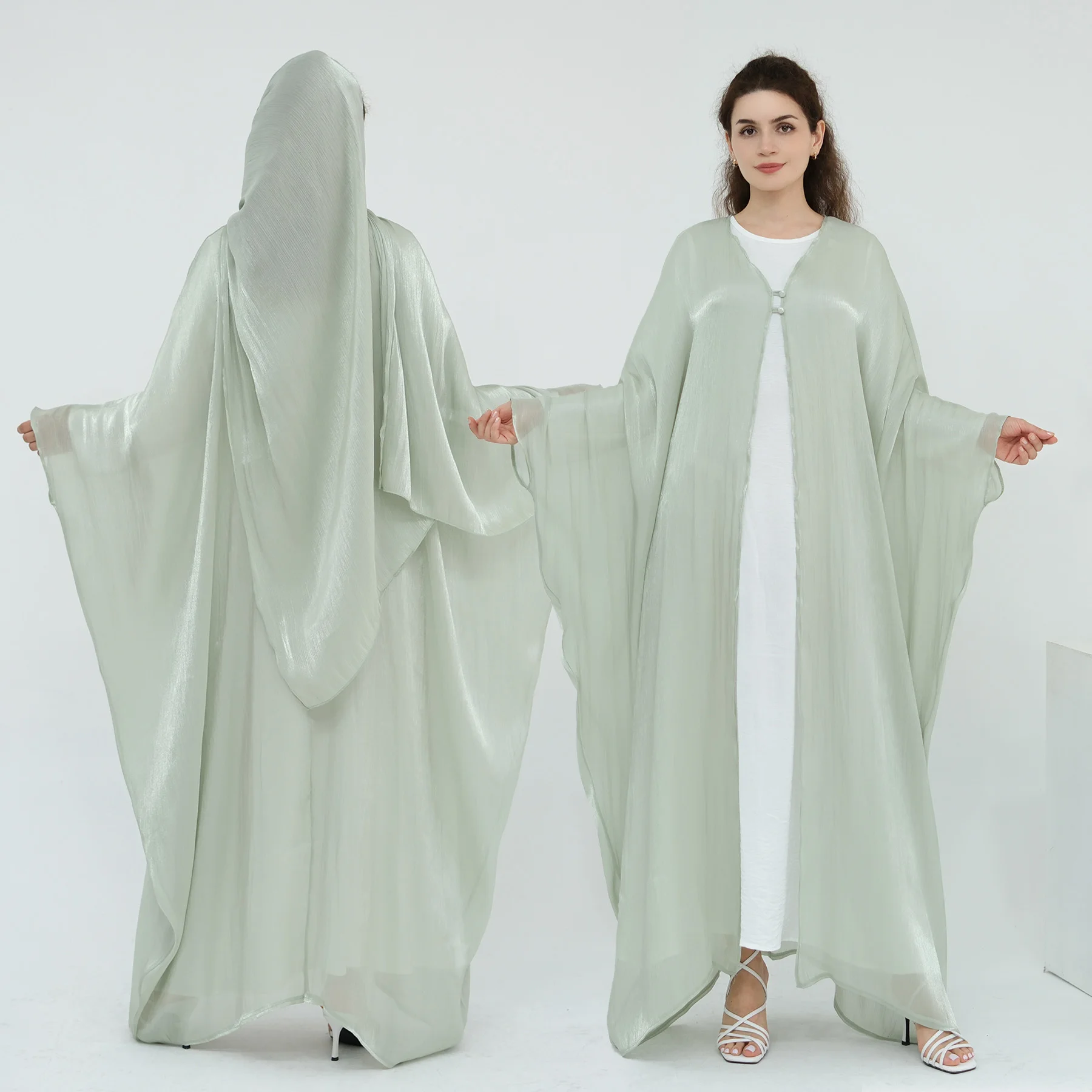 Abaya de dubaï transparent brillant d'été (sans robe intérieure), tenue pour femmes musulmanes à manches chauve-souris, vêtements islamiques pour soirée du Ramadan Eid