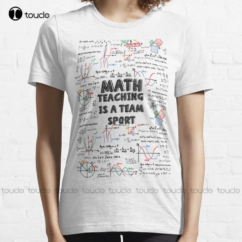 Teaching Is A Team Sport Math T-Shirt Mens Shirts Women Shirts Custom Unisex Tee Digital Printing Breathable Cotton Hip Hop Tee