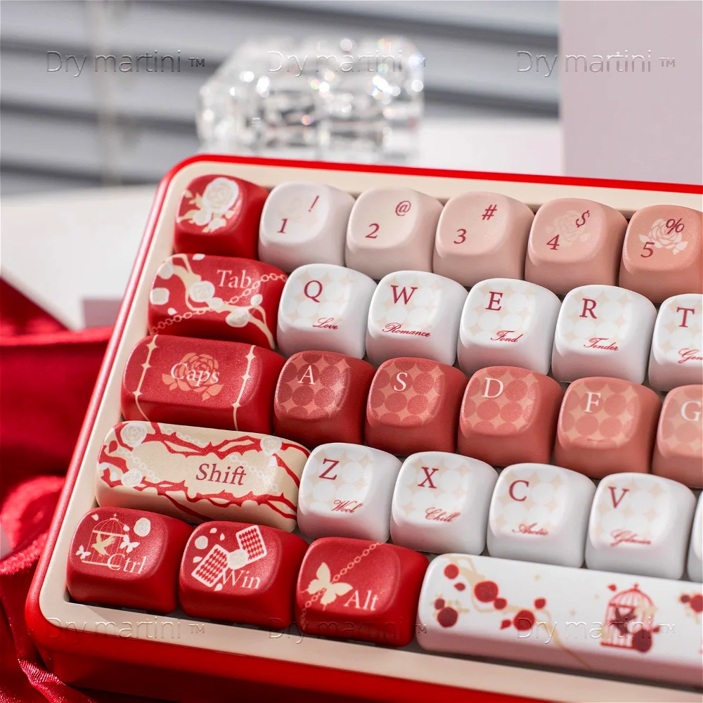

Rose theme keycaps MO/Cherry highly girly keycaps for HI75 61 84 96 98 99 104 F87 and other wireless keyboards