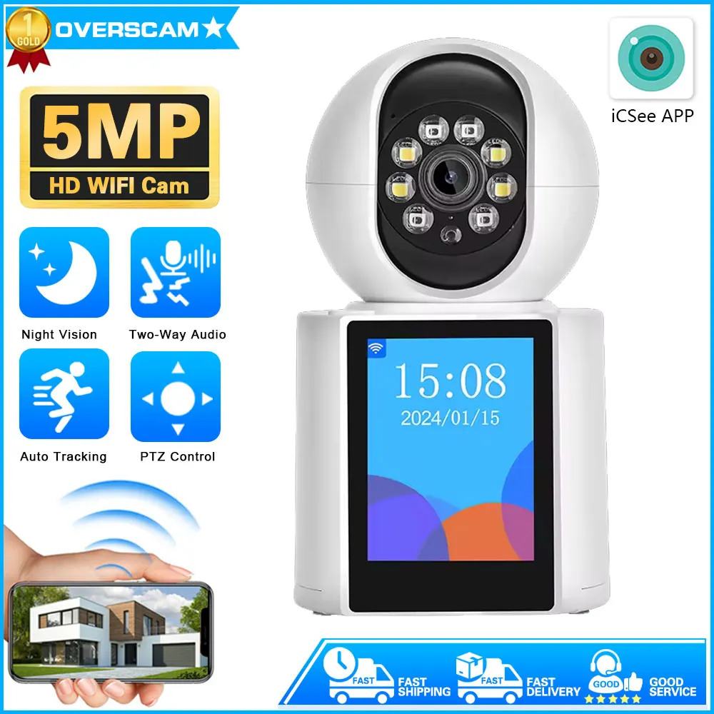 

2.8 inch Wifi Camera Baby Monitor With Call Audio Home Security Camera 5MP Smart Home Indoor Wireless IP Camera iCSee