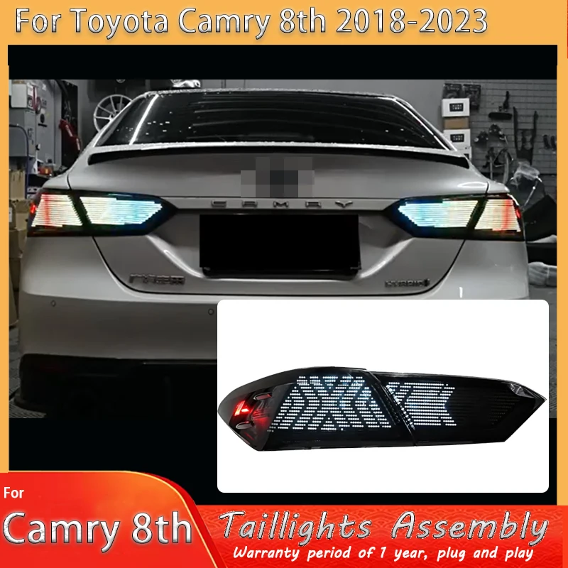 RGB Digital LED Taillights Accessories For Toyota Camry 2018-2024 8th Gen DRL Rear Lamp Dynamic Turn light