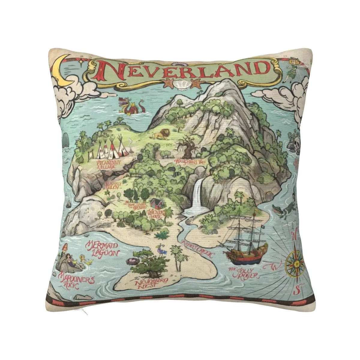 

Neverland Map Throw Pillow luxury decor Pillow Case