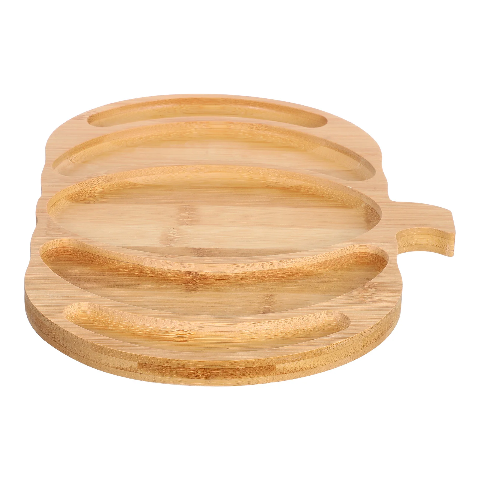 

Pumpkin Design Wooden Serving Platter 5 Divided Sections Bamboo Cheese Plate for Autumn Gatherings Fruits Nuts Desserts