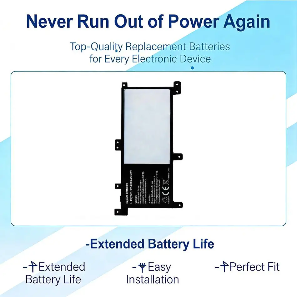 

Аккумулятор для ноутбуков Asus X Series X556UF X556UR X556UV FL5900U A556U, 4840 мАч, C21N1509, долговечный