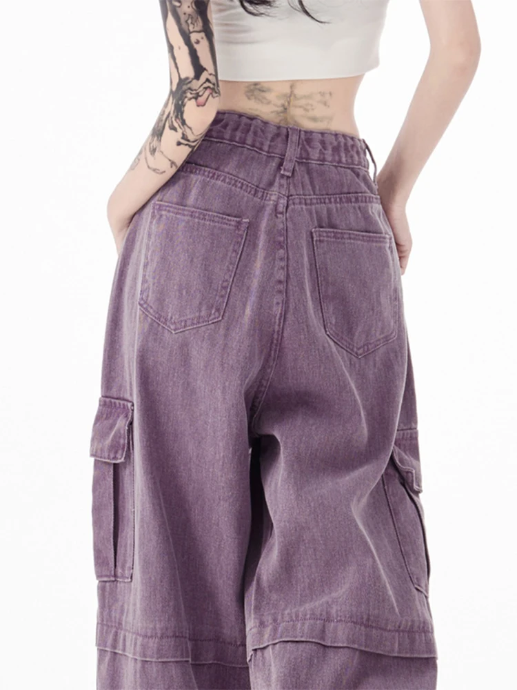 

Women's Vintage Purple Jeans Baggy High Waist Denim Trouser Korean 90s 2000s Y2k Punk Harajuku Aesthetic Wide Leg Pants Clothes