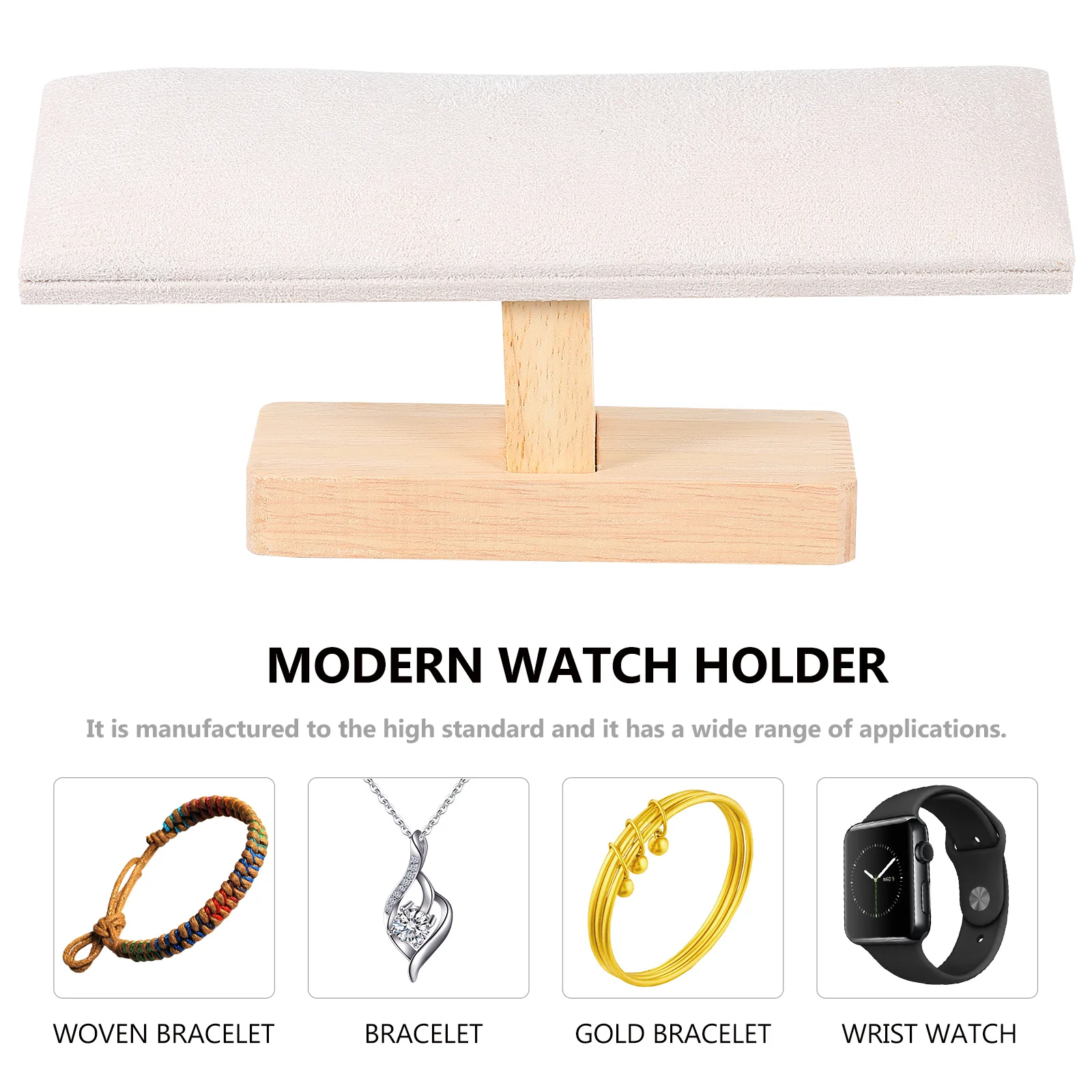 1Pcs Wooden Jewelry Display Stand Modern Watch Holder Flannel Lining Watch Storage Organizer Bracelet Rack Jewelry Holder