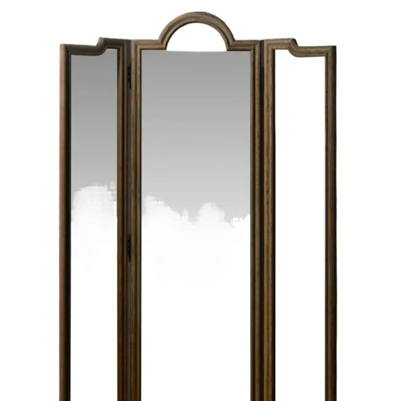 American solid wood bedroom folding full-body mirror furniture modern log clothing store special full-body mirror slimming