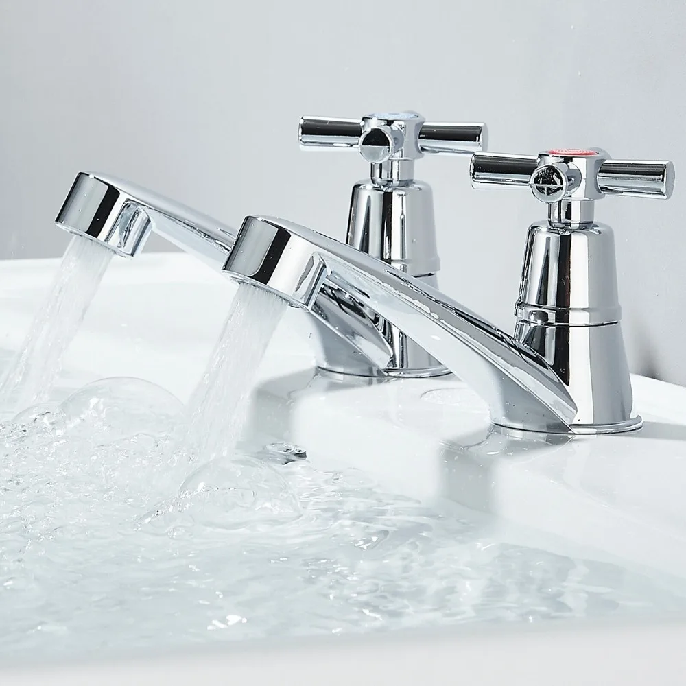 Faucet Premium Chrome Bathroom Taps Universal Interface Traditional Hot Cold Water for Basin Sink Vanity Bathroom Accessories