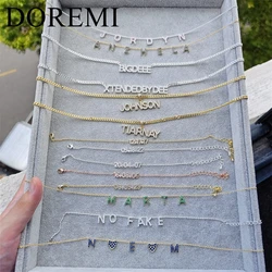DOREMI 9mm Zircon Letter Name Necklace Full Crystal Initial Letter Necklace Copper Custom Ladies Cz Dainty Necklace Jewelry