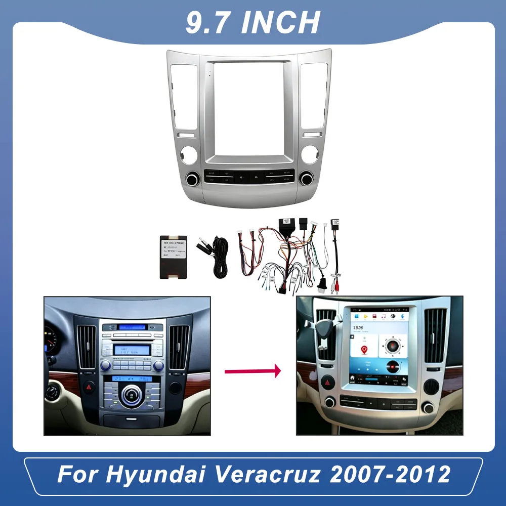 9.7Inch Vertical Screen Fascia Frame Dash Installation Panel Kit For Hyundai Veracruz 2007-2012 Car Radio Wire Harness Adapter