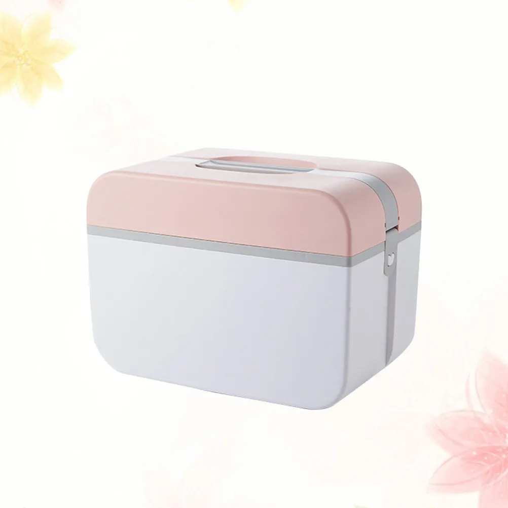 Plastic Emergency First Aid Kit Pink 5235 Medium Double Layer Portable Medicine Storage Box Lockable Multi-Functional Organizer