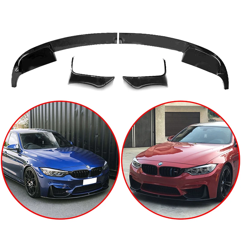 

High Quality ABS 4Pcs Car Front Lip Bumper Spoiler Body Kit Glossy Black Carbon Look For BMW 3 Series F30 2012-2018 M3 Style