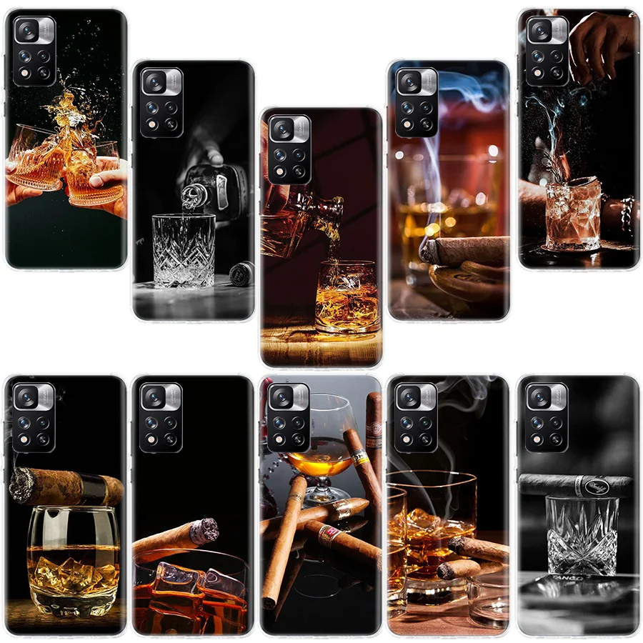 Strong Whiskey With Cigarettes Phone Case For Xiaomi Redmi Note 13 Pro Plus 5G Cover 12 12C 9 9T 9C 10 10C 8 7 6 10A 9A  K70 K60