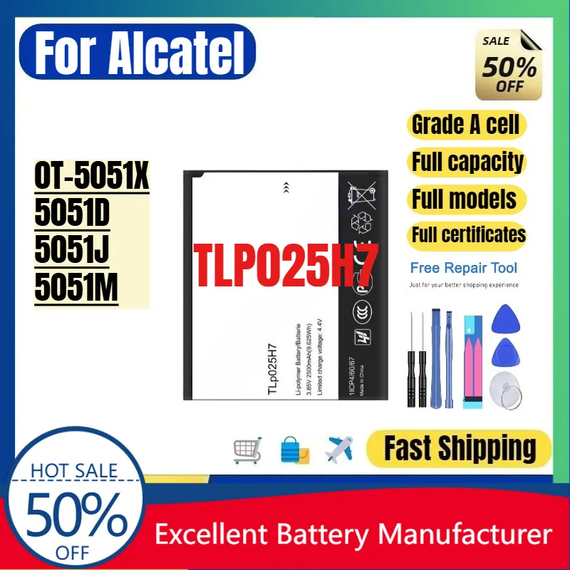 0 Cycle TLP025H7 Battery for Alcatel 5051X 5051D 5051J 5051M High Quality Replacement Battery Grade A Lithium Polymer Bateria