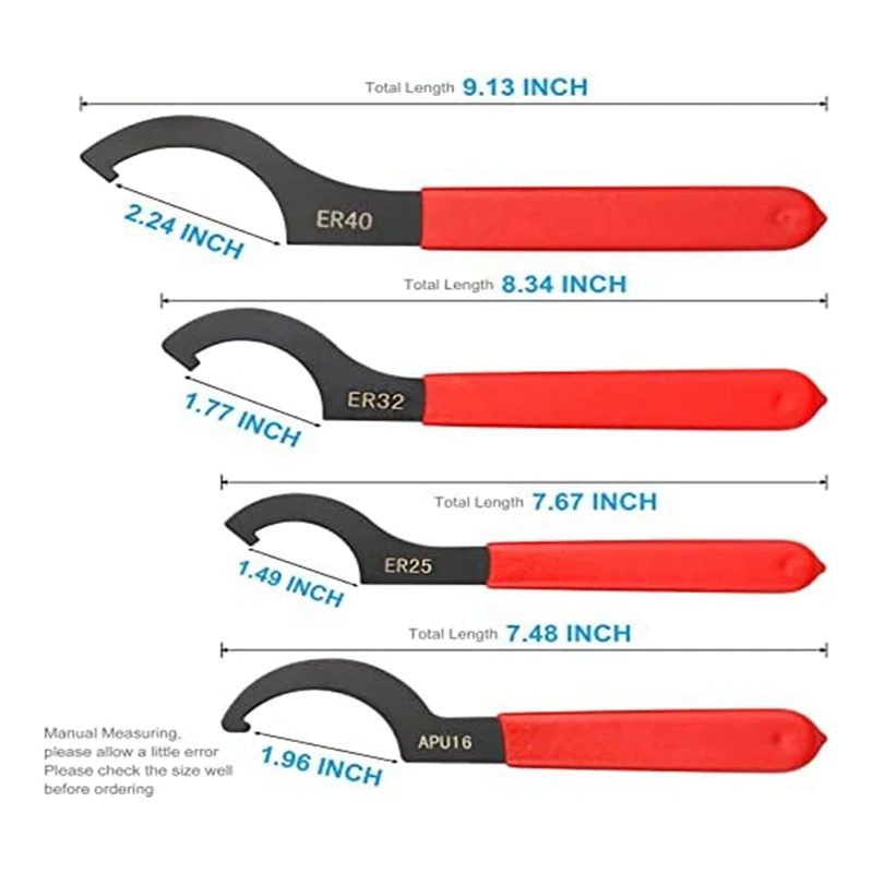 Coilover Wrench Spanner, 4PCS Non-Slip Spanner Wrench Set, Professional Universal Rubber Handle Wrench Spanner Tool