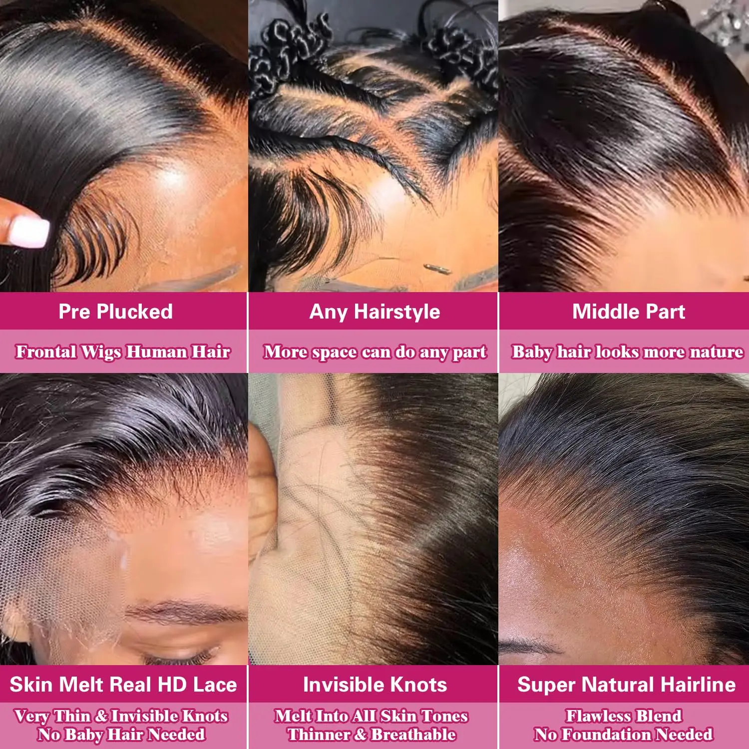 شعر مستعار بدانتيل أمامي مموج للجسم للنساء ، شعر بشري ، شعر مستعار برازيلي ، شعر مستعار ملتف مسبقًا ، عقدة مبيضة ، شعر مستعار دانتيل شفاف ، 13x4