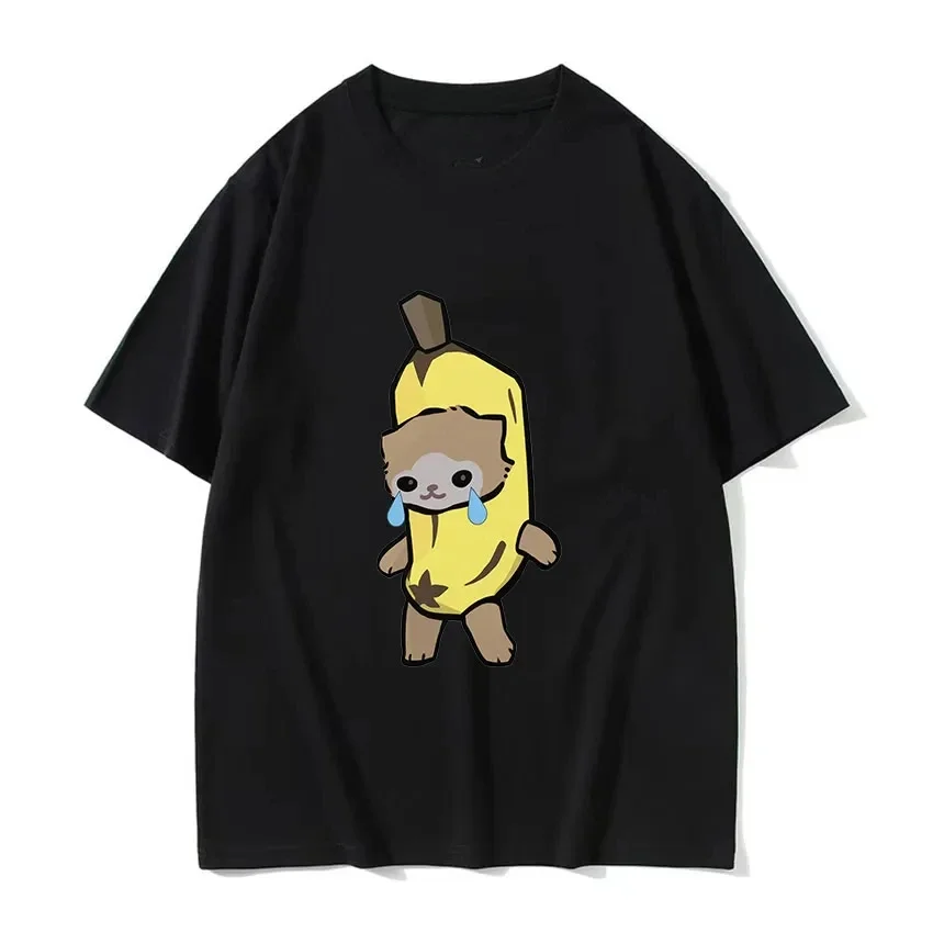 

Men Women Modal Cotton Short Sleeve Tshirt Summer Fashion Tops TeeFunny Sad Banana Cat Crying Happy Happi Meme Print T Shirt