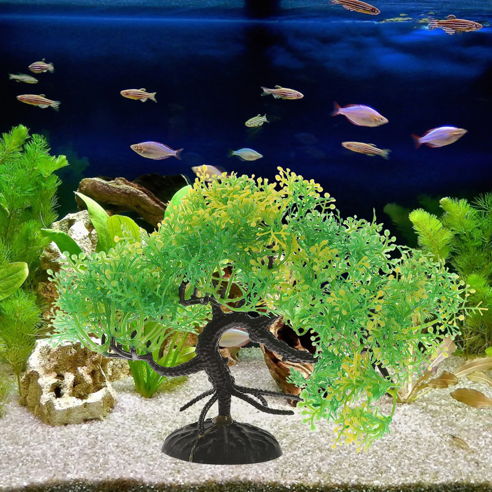 

2Pcs Fish Tank Plant Artificial Pine Tree Aquarium Bonsai Plastic Decoration Realistic Aquarium Plants Safe for Freshwater