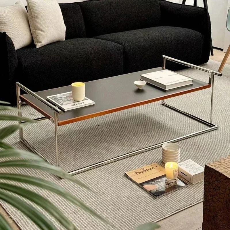 

Coffee table living room small apartment stainless steel retro flip desk