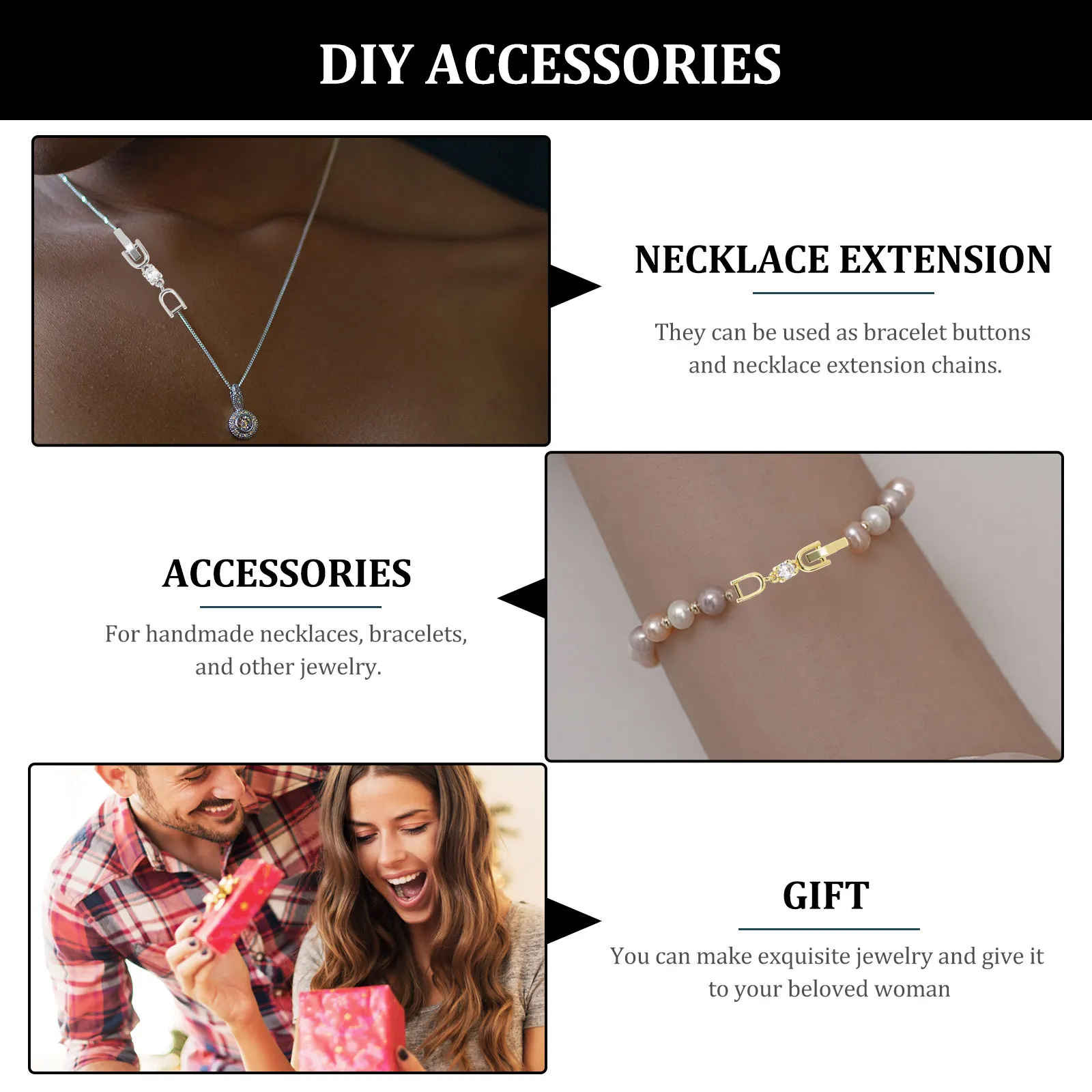 

12 шт. элегантных удлинительных цепочек из сплава со стразами для браслетов и ожерелий, яркое, долговечное покрытие, легкая регулировка длины