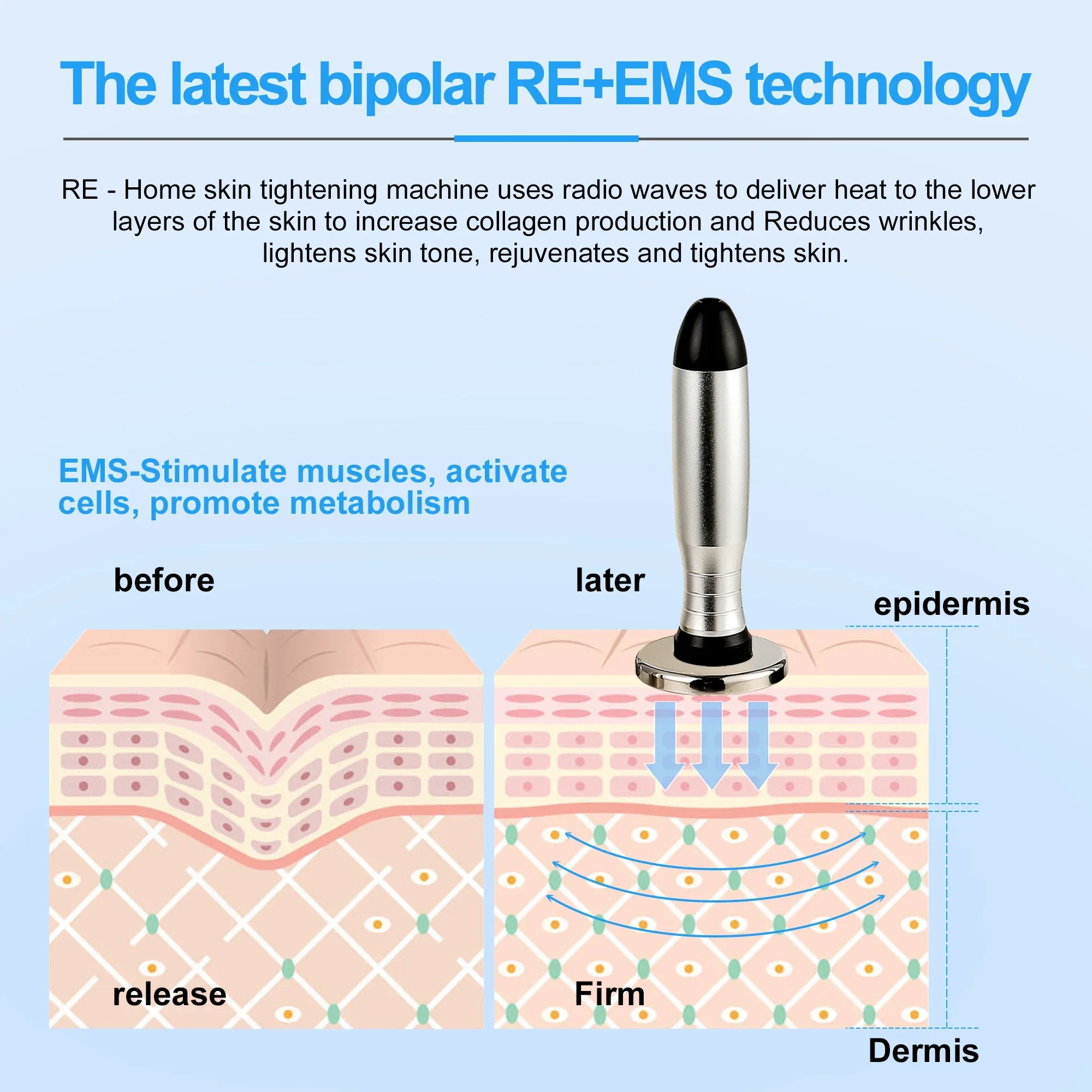 Mini instrumento de beleza facial de radiofrequência, novo ems, micro corrente, rejuvenescimento da pele, levantamento rf, aperto, beleza, ferramenta de cuidados com a pele