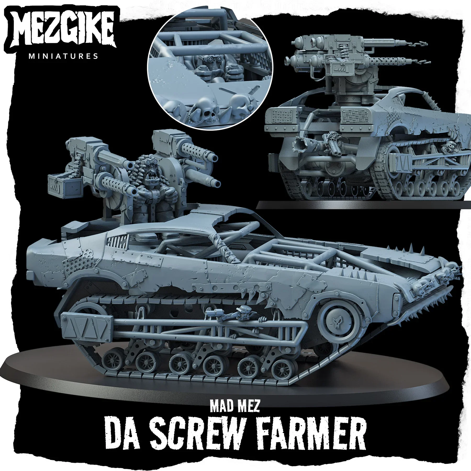 

Mad Mez Buggy - Da Screw Farmer Wargame Miniatures Ork Figure, Boss Figurine, Green Skin Terrain RPJ TRPJ Pathfinder Infinity