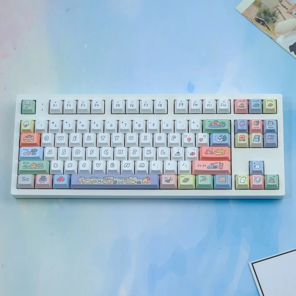 Clavier mécanique Smiley Face Keycaps, aucun profil, sublimation de colorant PBT, commutateur MX, GK61, 67, 75, 84, 87, 129, prédire, 980