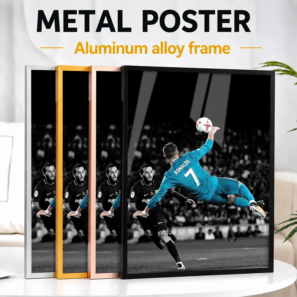 Cristiano Ronaldo Bicycle Kick Metal Poster With Aluminum Alloy Frame Personalized Victory Tribute Wall Art Ideal For Studio