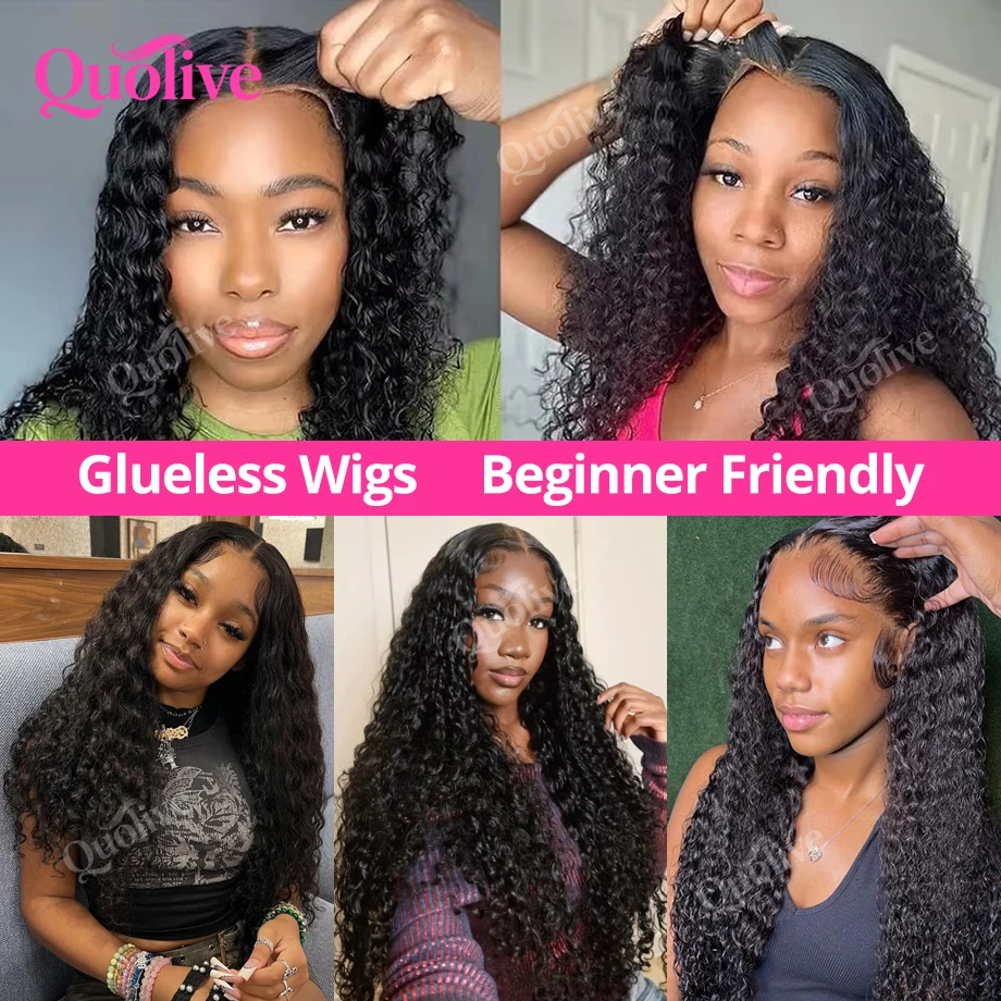 Glueless Wigs Human Hair Wear And Go Pre Cut 4x4 5x5 Hd Lace Closure Wig Deep Wave Curly Human Hair Wig Brazilian Water Wave Wig image 5
