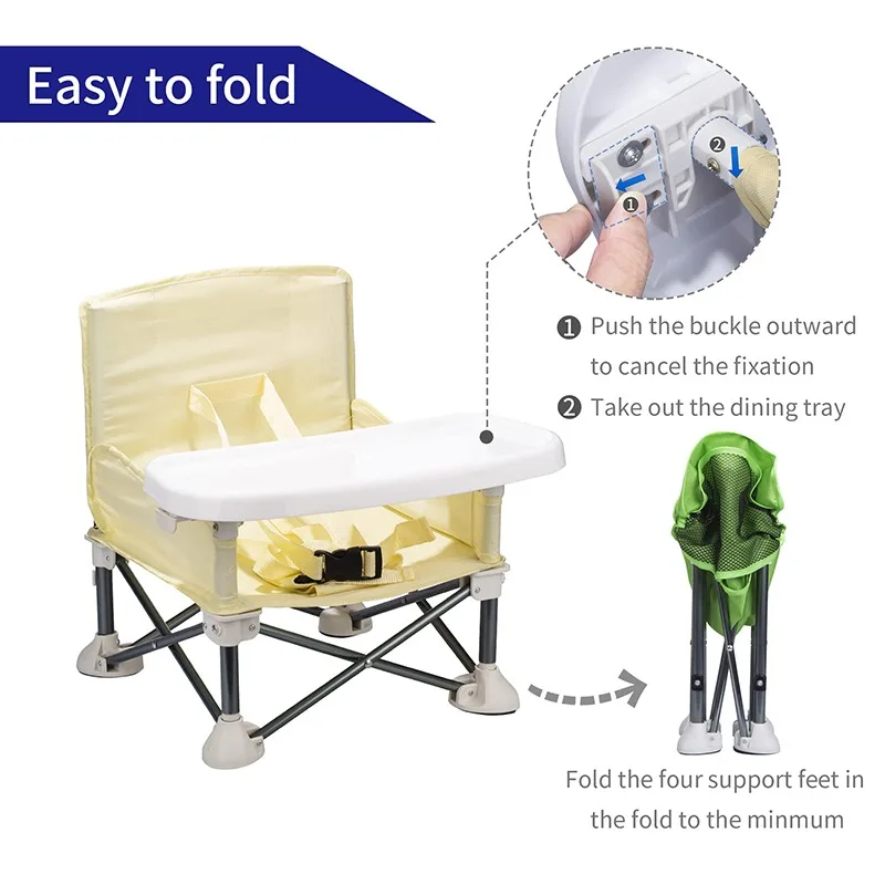 Asiento de refuerzo para bebé, silla de comedor portátil, plegable, de viaje, con alimentación, para exteriores y playa