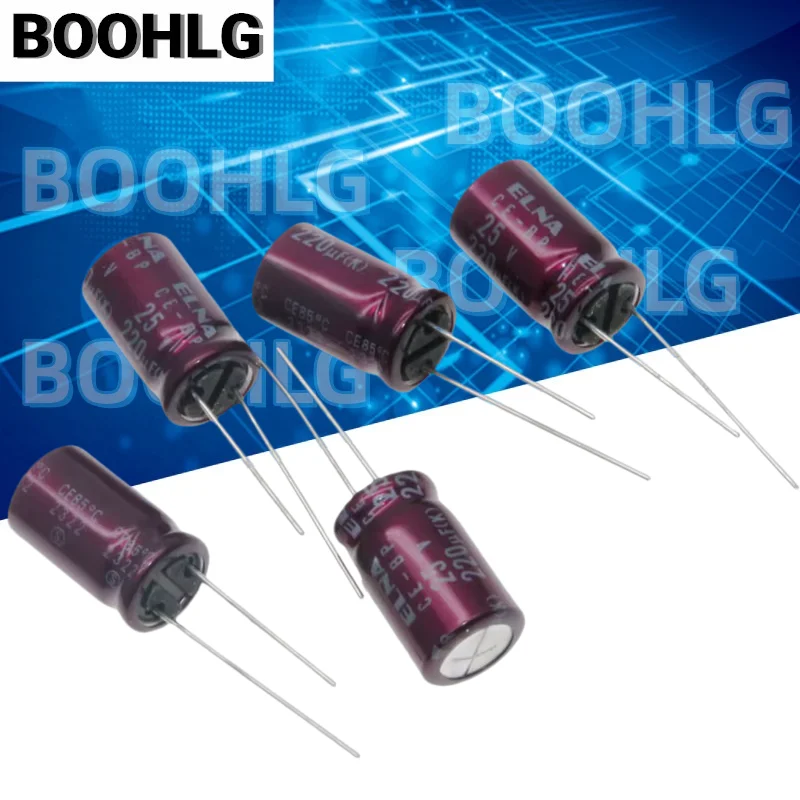 5PCS 220UF 25V Audio Capacitor 25V 220UF 8X12 RA3 Purple Red Robe