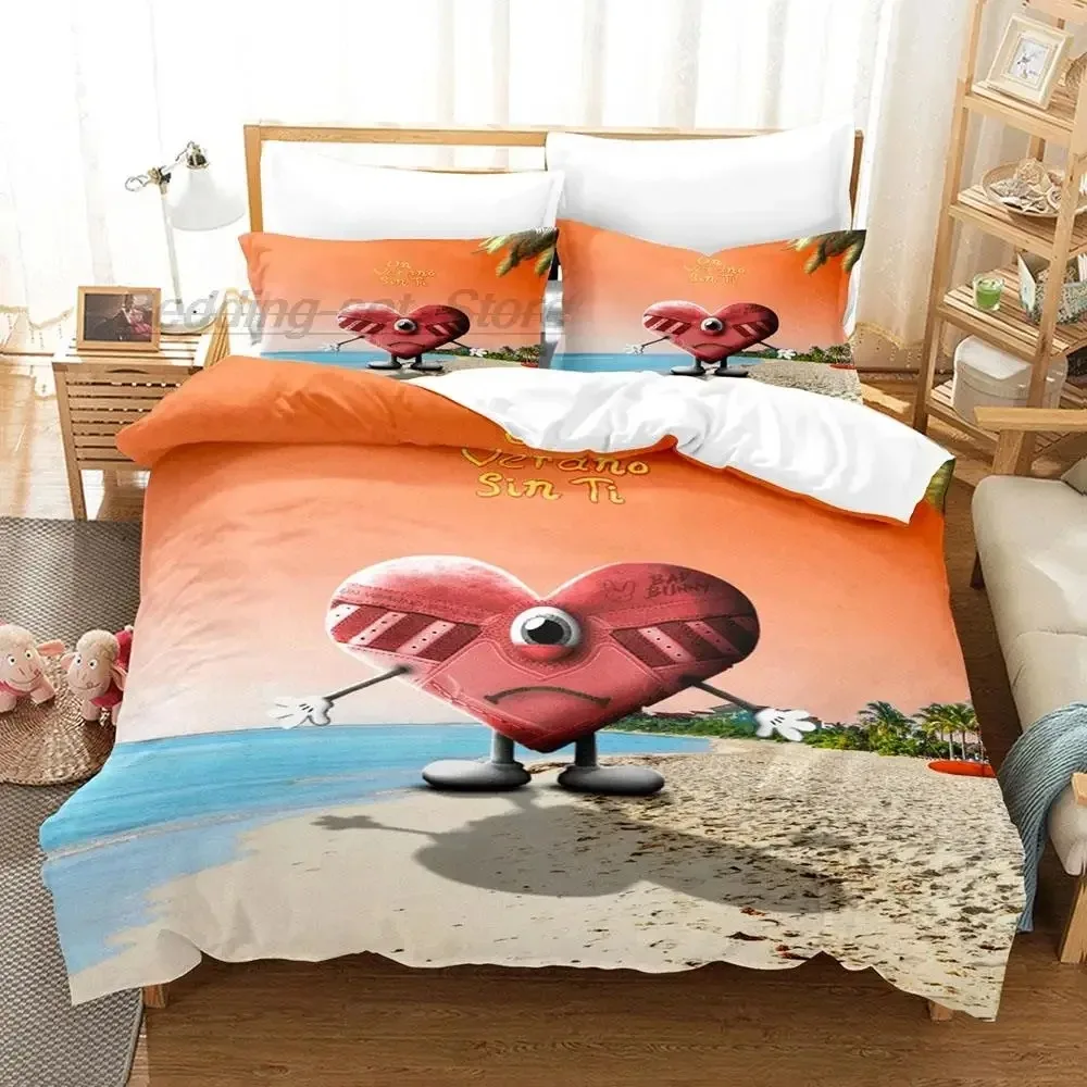 Bad Bunny UN VERANO SIN TI Bedding Set Single Twin Full Queen King Size Bed Set Aldult Kid Bedroom Duvetcover Sets 3D Print