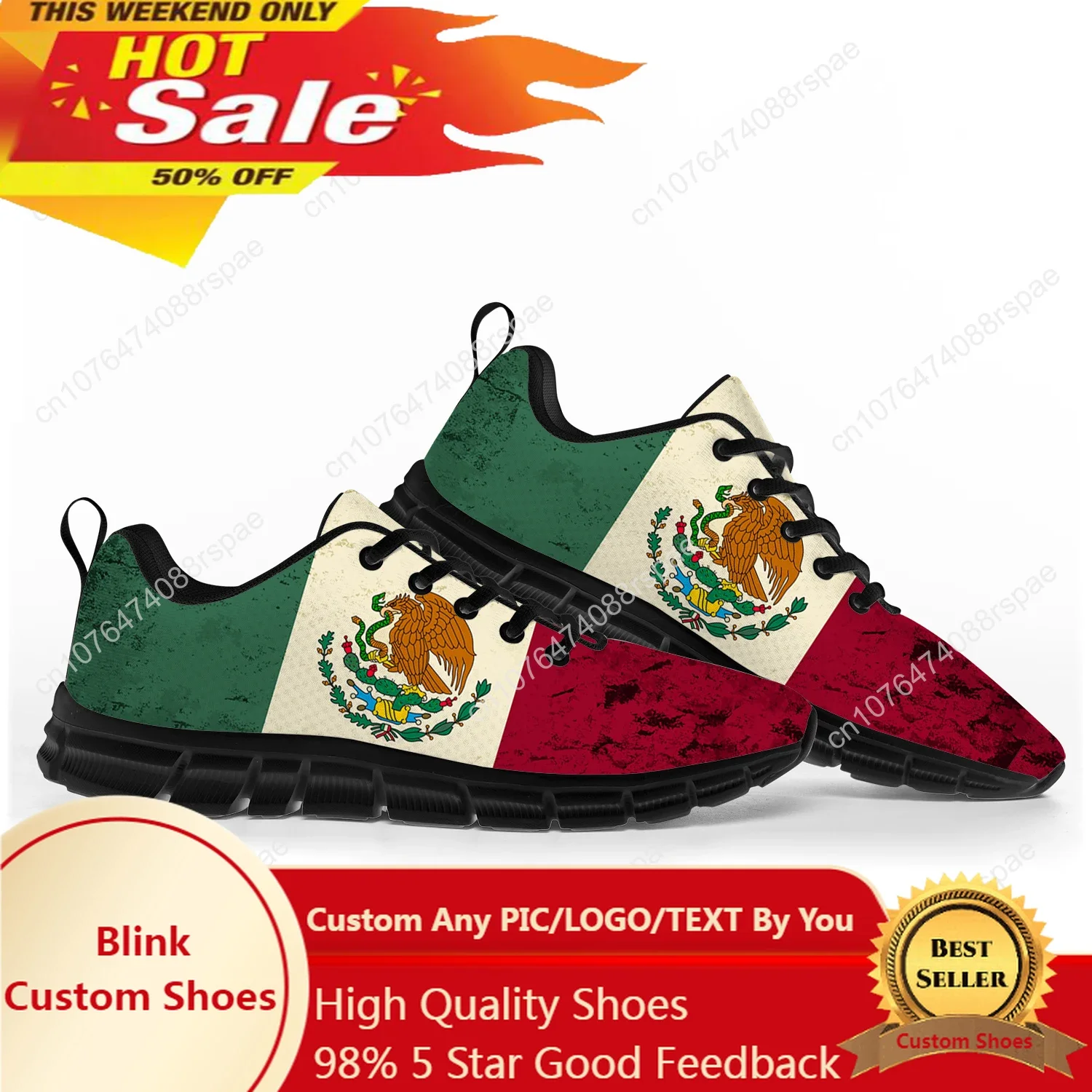 Unisex bandeira mexicana Calçados esportivos, tênis personalizados casuais, sapatos de casal de alta qualidade, homens, mulheres, adolescente, crianças, crianças