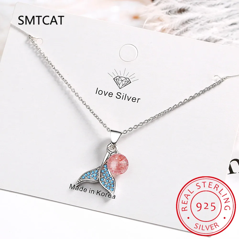 925 sterling silver Women Whale Necklace BlueTail Fish Nautical Chokers Charm Mermaid Tail Pendant Necklace Jewelry For Women