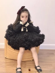 Spanish Girl Sweater Cardigan Black TUTU Overskirt Suit Knitted Coat Girls Clothes Kids Clothes Girls Flower Girls Party Dress