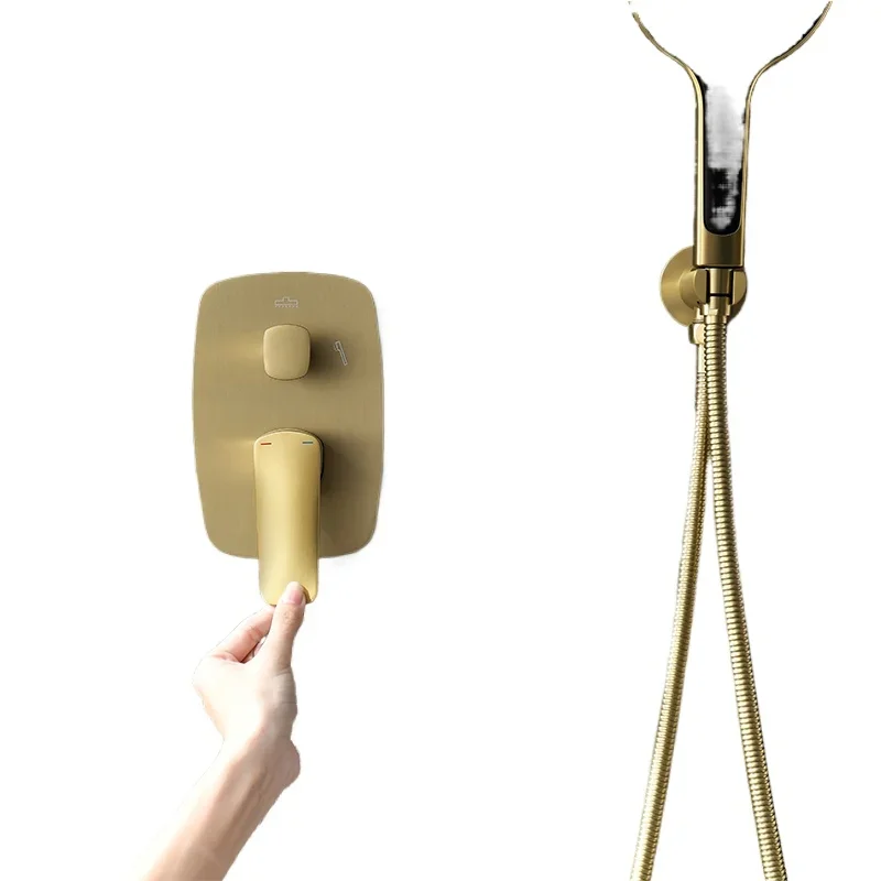 

All-copper concealed shower, hotel home wall-mounted set, embedded hidden pre-embedded shower, top spray, embedded shower