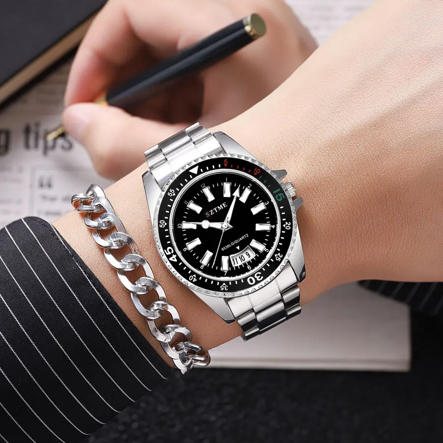 ساعة شريطية من الفولاذ المقاوم للصدأ للرجال والنساء ، ساعة كوارتز للأزواج ، مقياس تقويم ، هدية ترفيهية ، عصرية ، جديدة ، #4