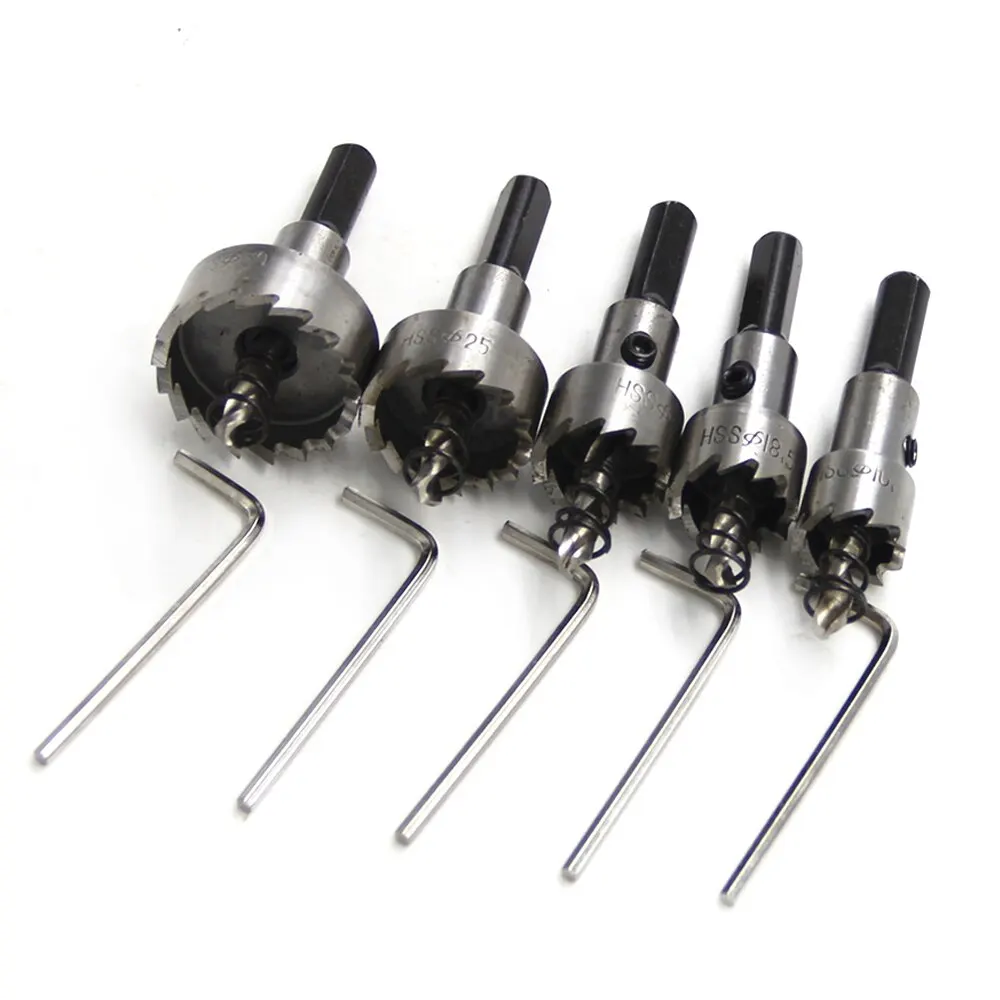 High Speed Steel Sawtooth Tapper Aluminum Plate Iron Plate Drilling and Opening Natural Color Drill 16 to 30mm Tool Set