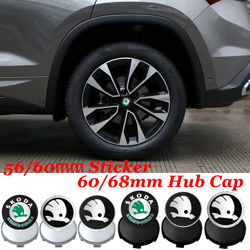 56/65mm Car Wheel Center Cover Badge Sticker 60/68mm Auto Hub Cap for Skoda VRS VII Rapid Fabia Octavia Yeti Superb Kodiaq Scala