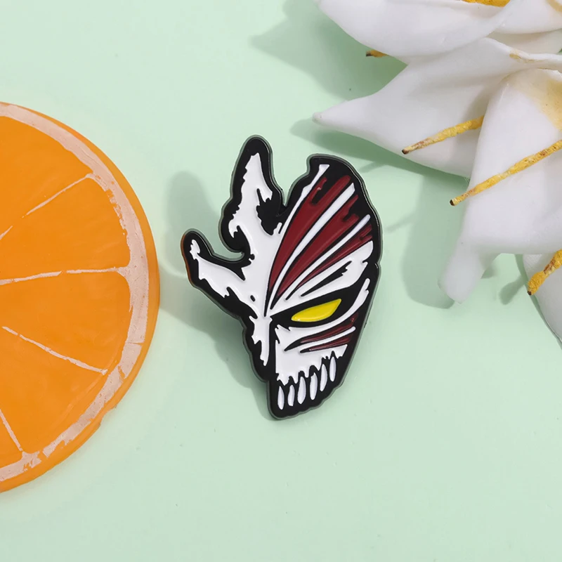 Bleach Kurosaki Ichigo Toshiro Mask Enamel Pins Japanese Anime Lapel Badge Brooches Hat Clothes Jewelry Halloween Accessories