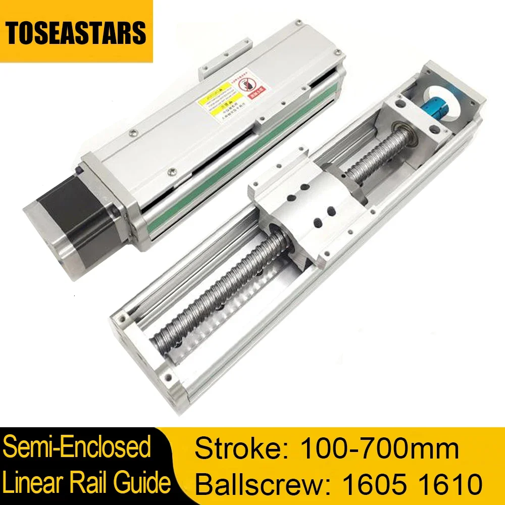 Semi Enclosed Module Sliding Table Linear Rail 100-800mm Stroke Ballscrew 1605 24mm Rail Router for 57 Steps 60 Servos Steps CNC