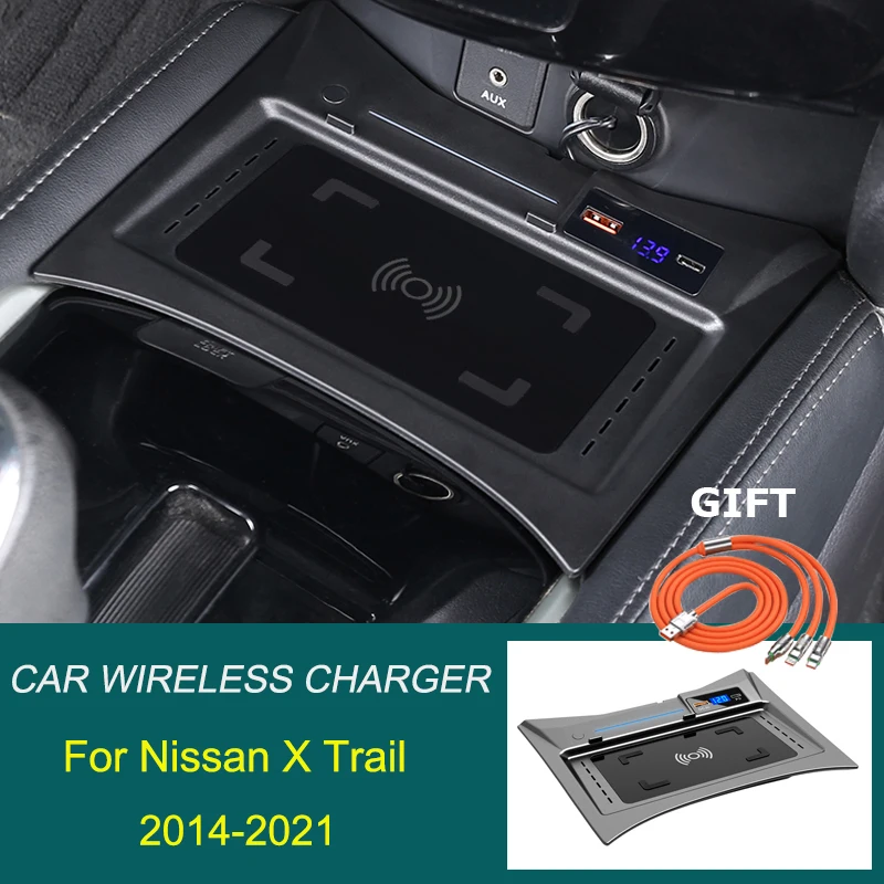 15W Car Wireless Charger For Nissan Qashqai 2016 2017 X-Trail 2014-2021 mobile phone fast charging plate holder accessories