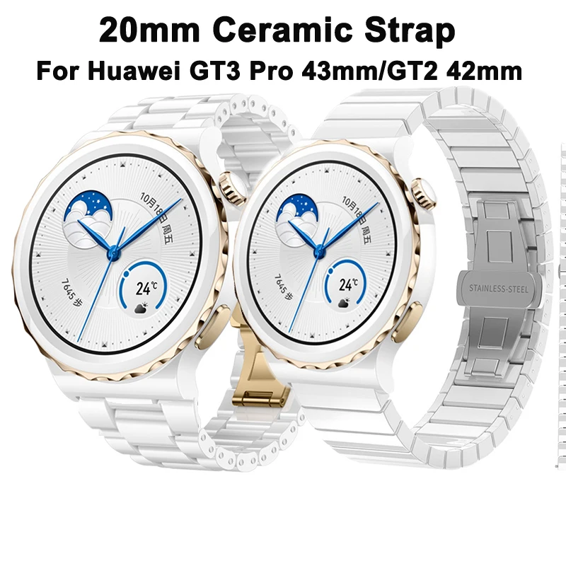 20mm Ceramic Strap For Huawei Watch GT 3 Pro 43mm,Watchband For Huawei Watch GT3 42mm GT2 42mm Wristband for Huami Amazfit GTS 3