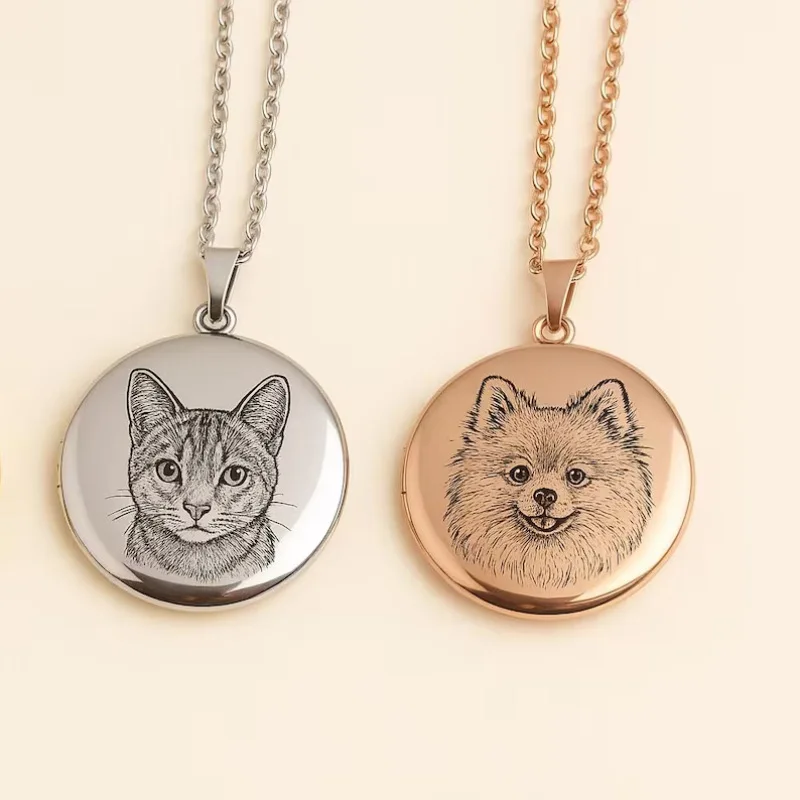 Custom Circle Dog Cat Photo Tag Pendant Necklace Stainless Steel Cutecore Valentine Day Gifts Picture Name Personalized Necklace
