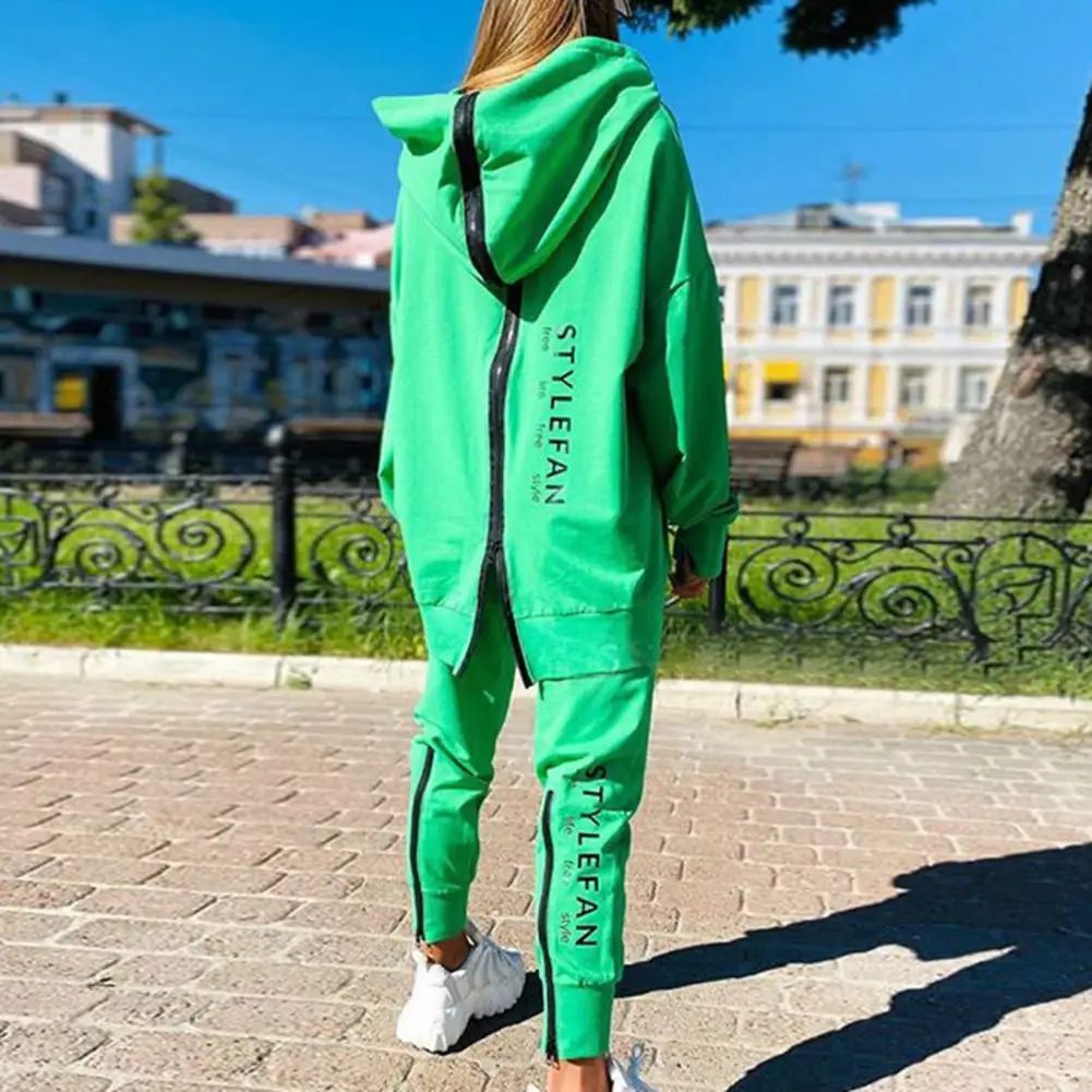 Trendy Cold Resistant Back Zipper Lady Running Tracksuit Elastic Cuffs Long Sleeve Casual Tracksuit for Vacation