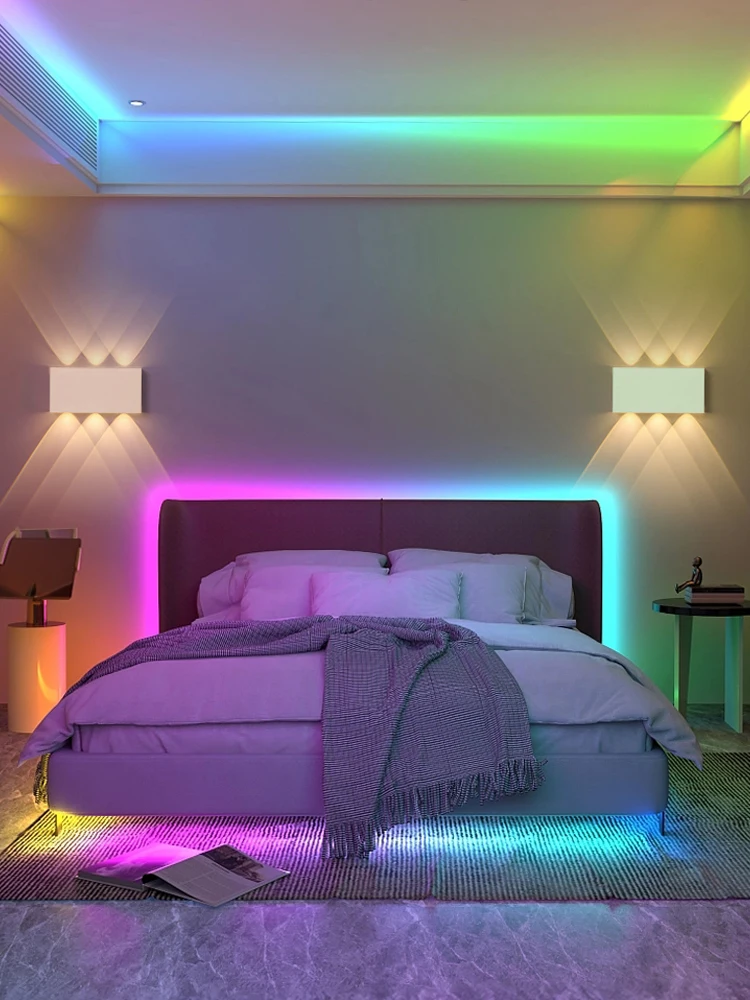 LED Remote Control Charging Wall Lamp Modern Simple Touch Dimming 12 Colors Wiring Free Installation Indoor Atmosphere Lighting