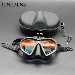 Professional Freediving Mask, Tempered Glass, Waterproof And Anti Fog Electroplating Goggles, With J-shaped Bracket For Camera